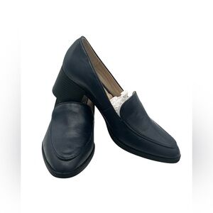 LifeStride Navy Slip-On Low Block Heel Loafers